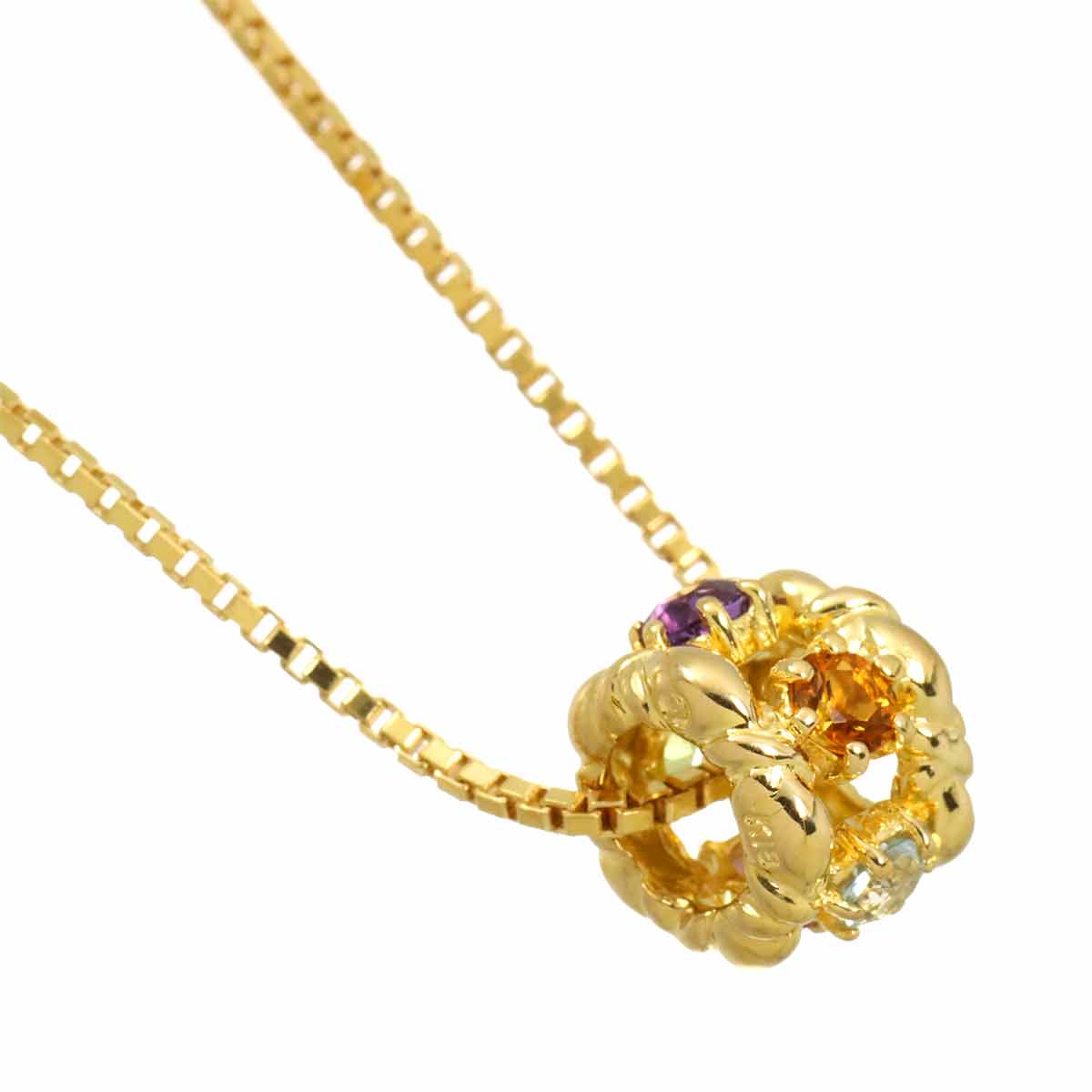 Multi Stone Necklace K18 Yellow Gold 750