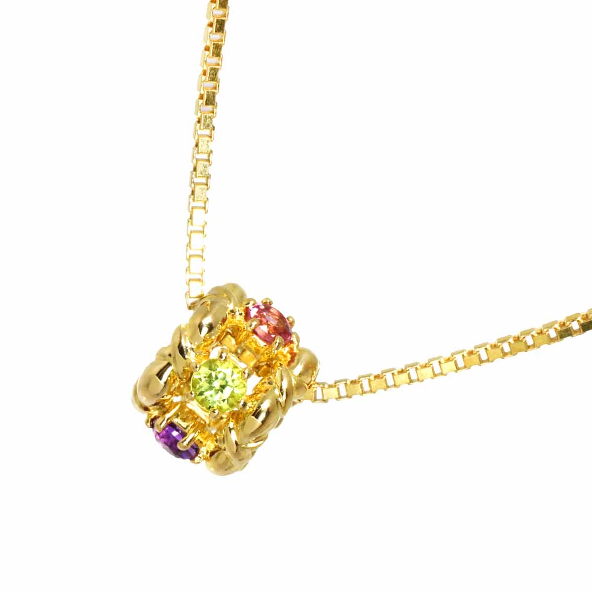Multi Stone Necklace K18 Yellow Gold 750