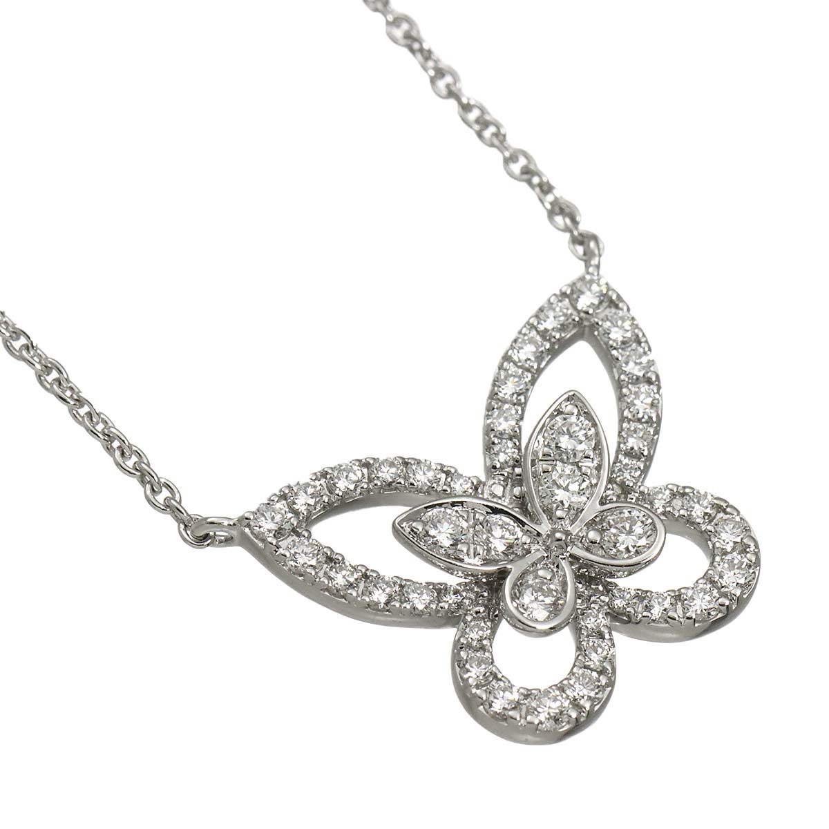 Butterfly Silhouette Mini Diamond Necklace 18K WG 750