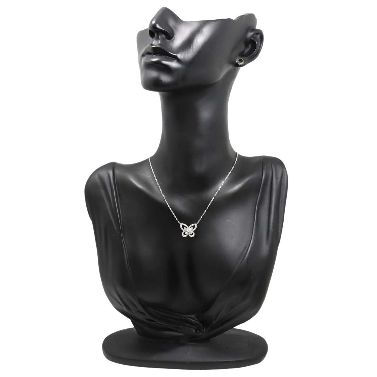 Butterfly Silhouette Mini Diamond Necklace 18K WG 750