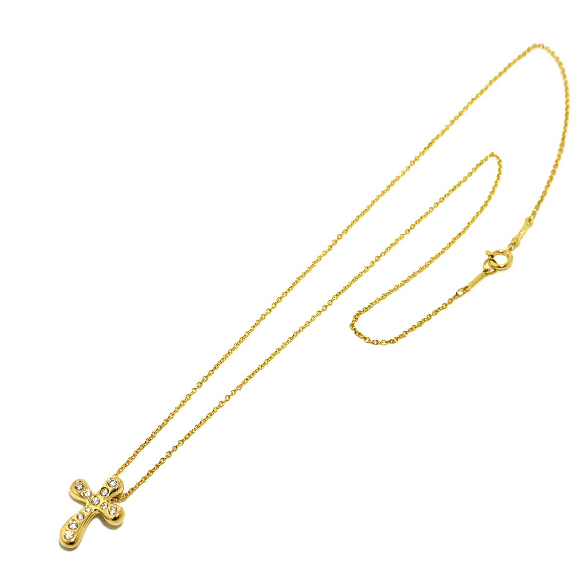 Dots Cross Diamond Necklace 18K YG 750