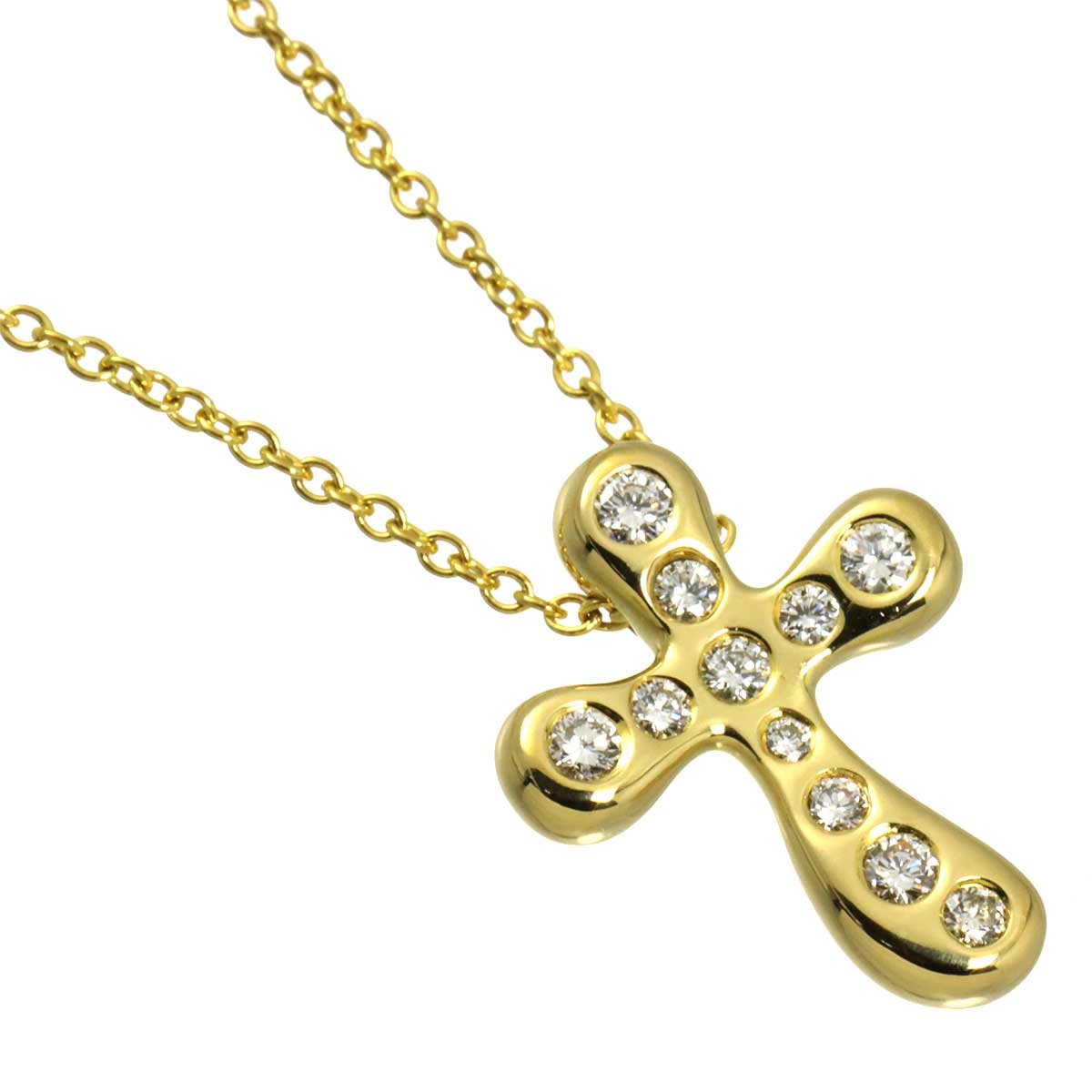 Dots Cross Diamond Necklace 18K YG 750