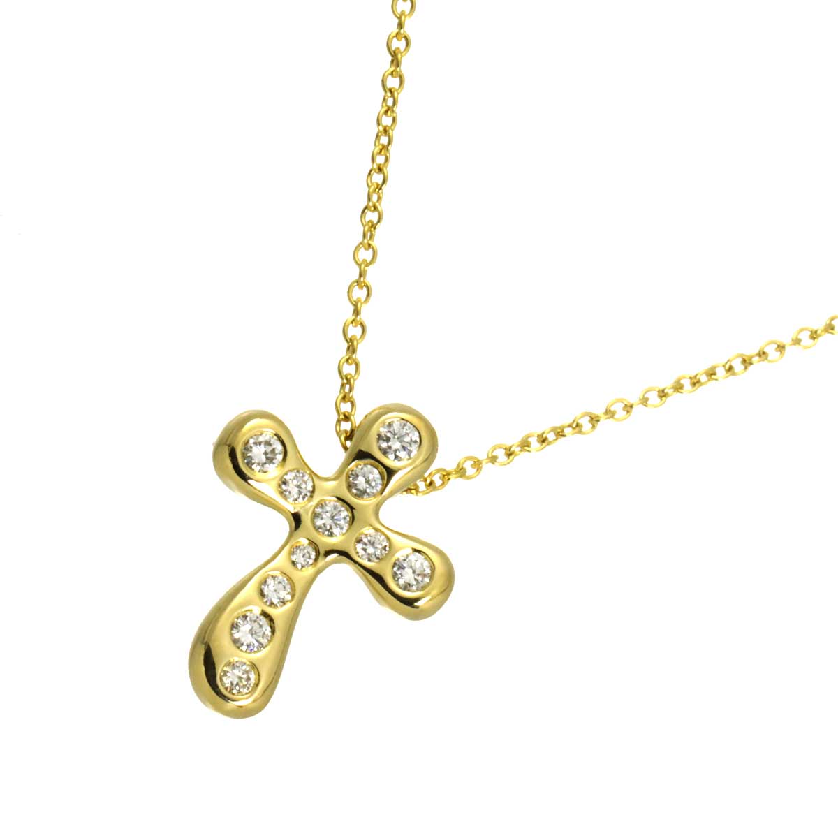 Dots Cross Diamond Necklace 18K YG 750