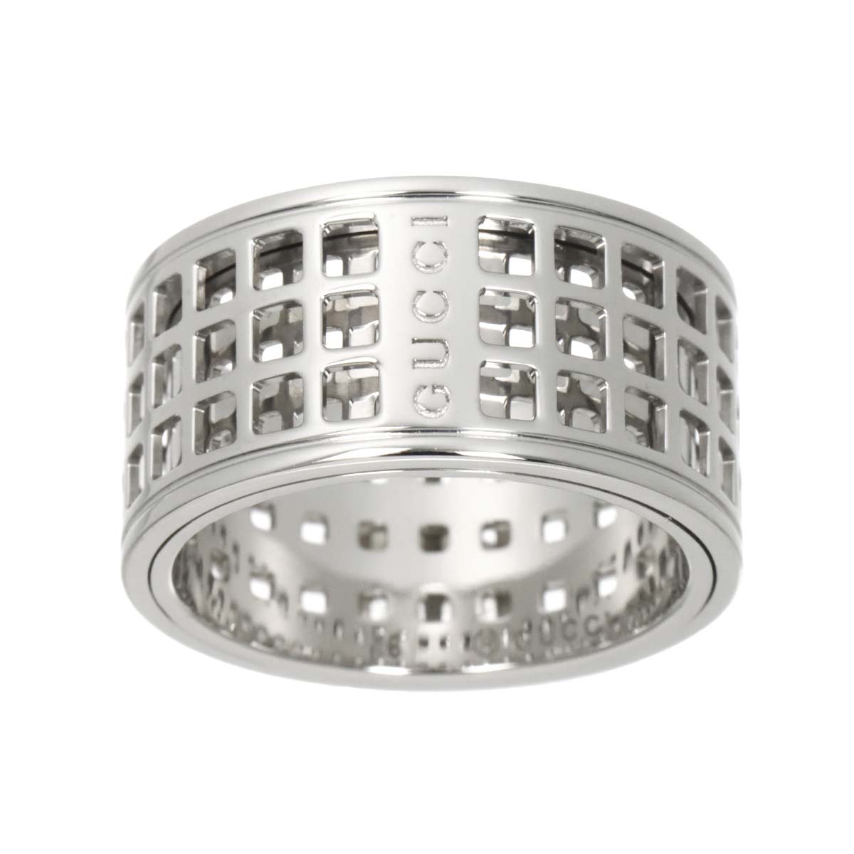 Scroll Ring Wide 18K White Gold 750 Size16 7.25-7.5(US)