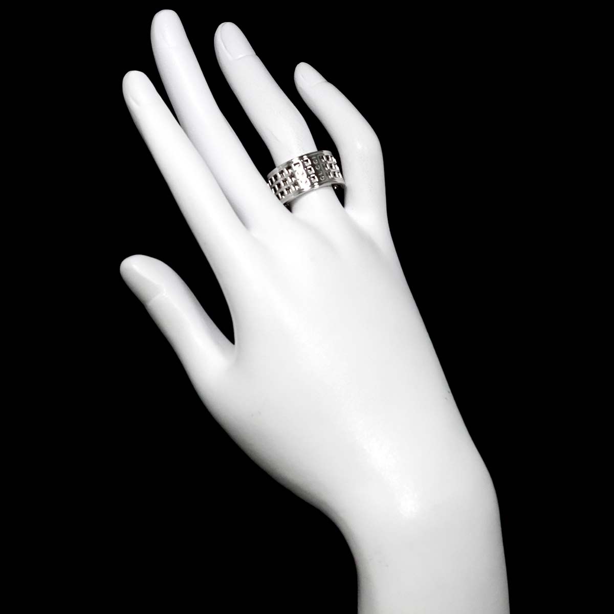 Scroll Ring Wide 18K White Gold 750 Size16 7.25-7.5(US)
