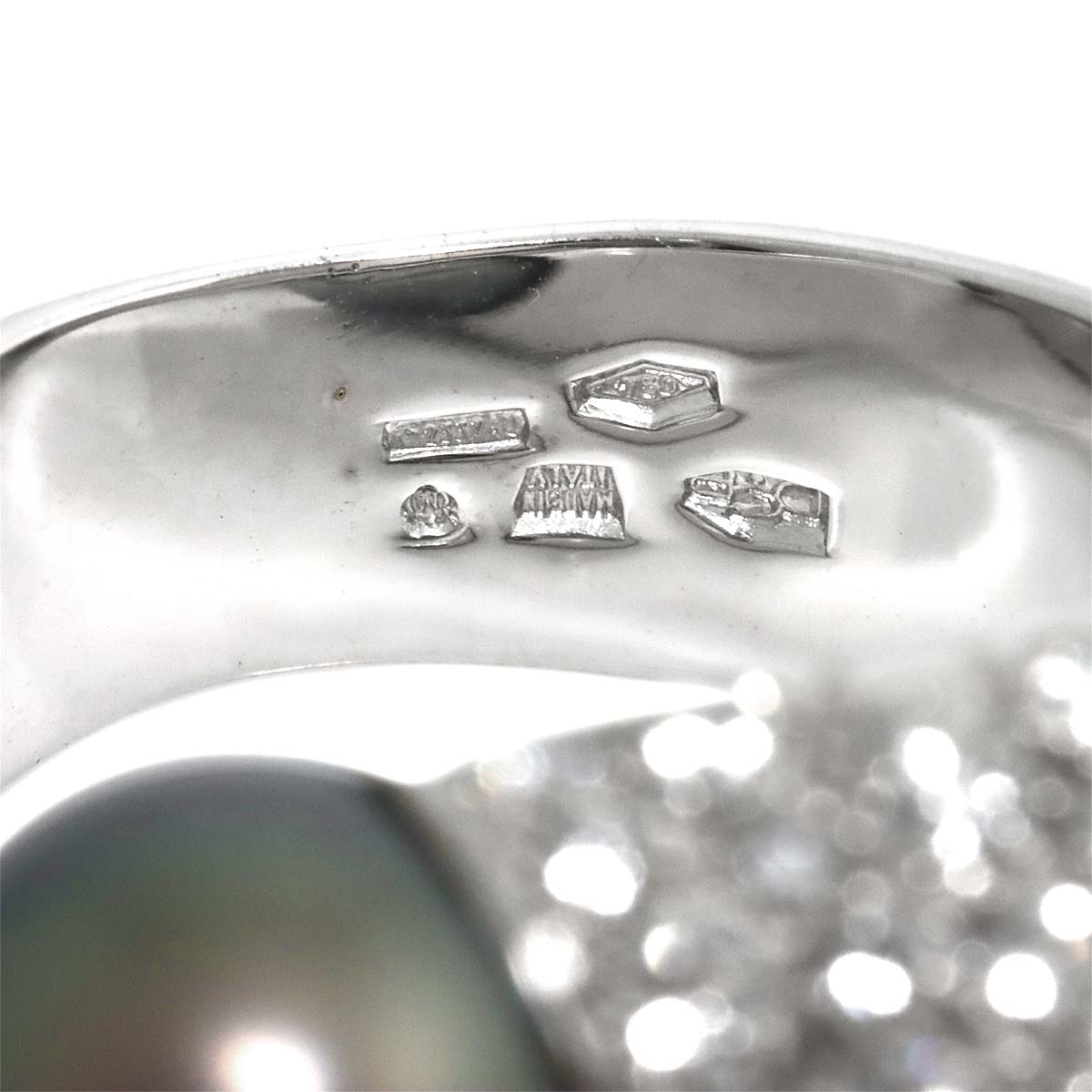 South Sea pearl 9.8mm Diamond Ring 18K WG 6.25-6.5(US)