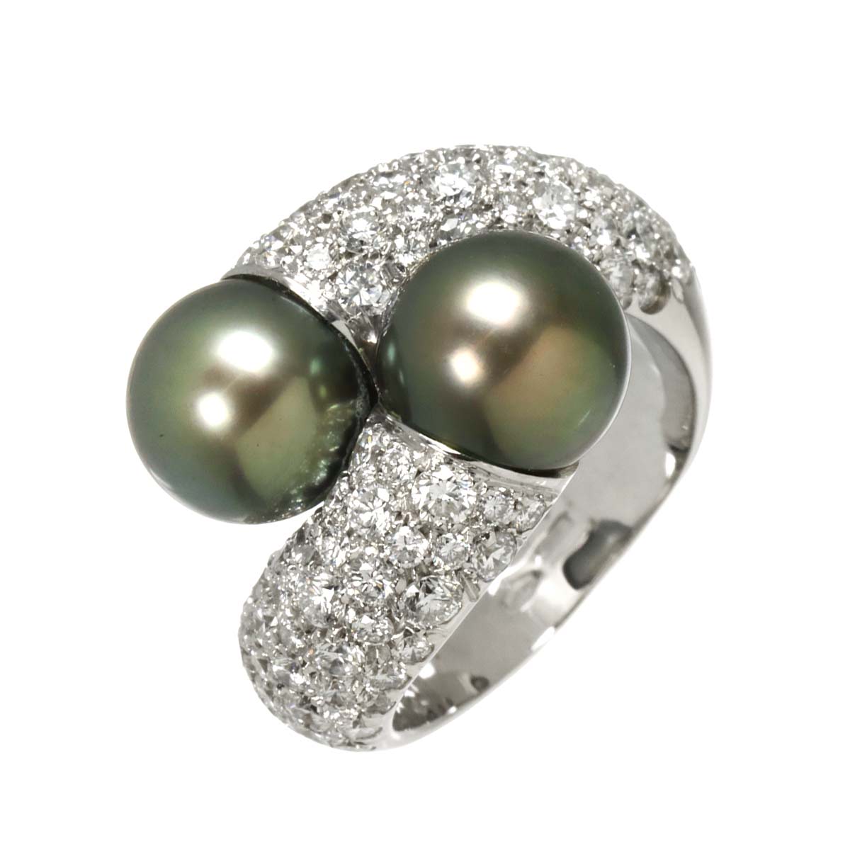 South Sea pearl 9.8mm Diamond Ring 18K WG 6.25-6.5(US)