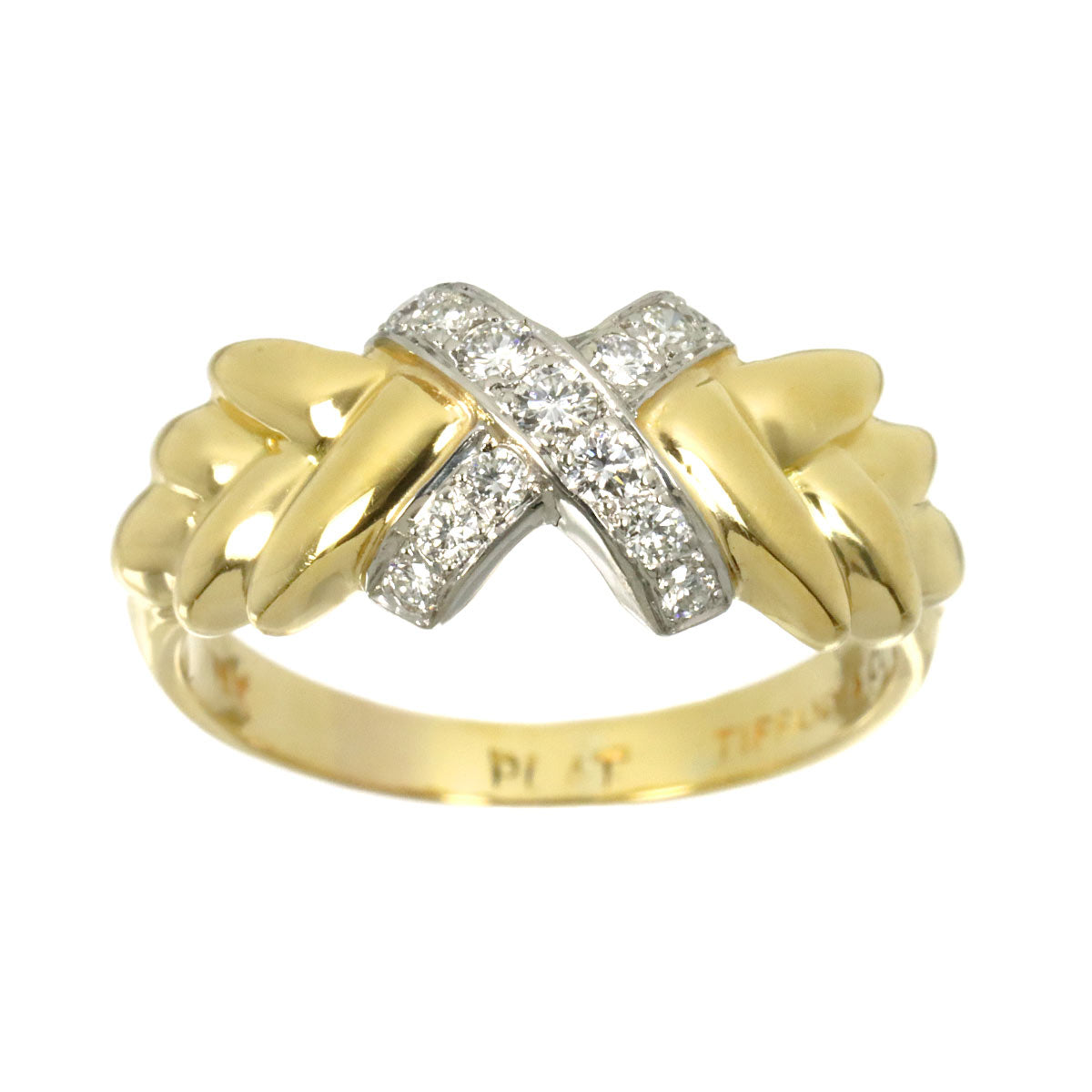 Diamond Ring 18K YG 750 Platinum Size5.75-6(US)