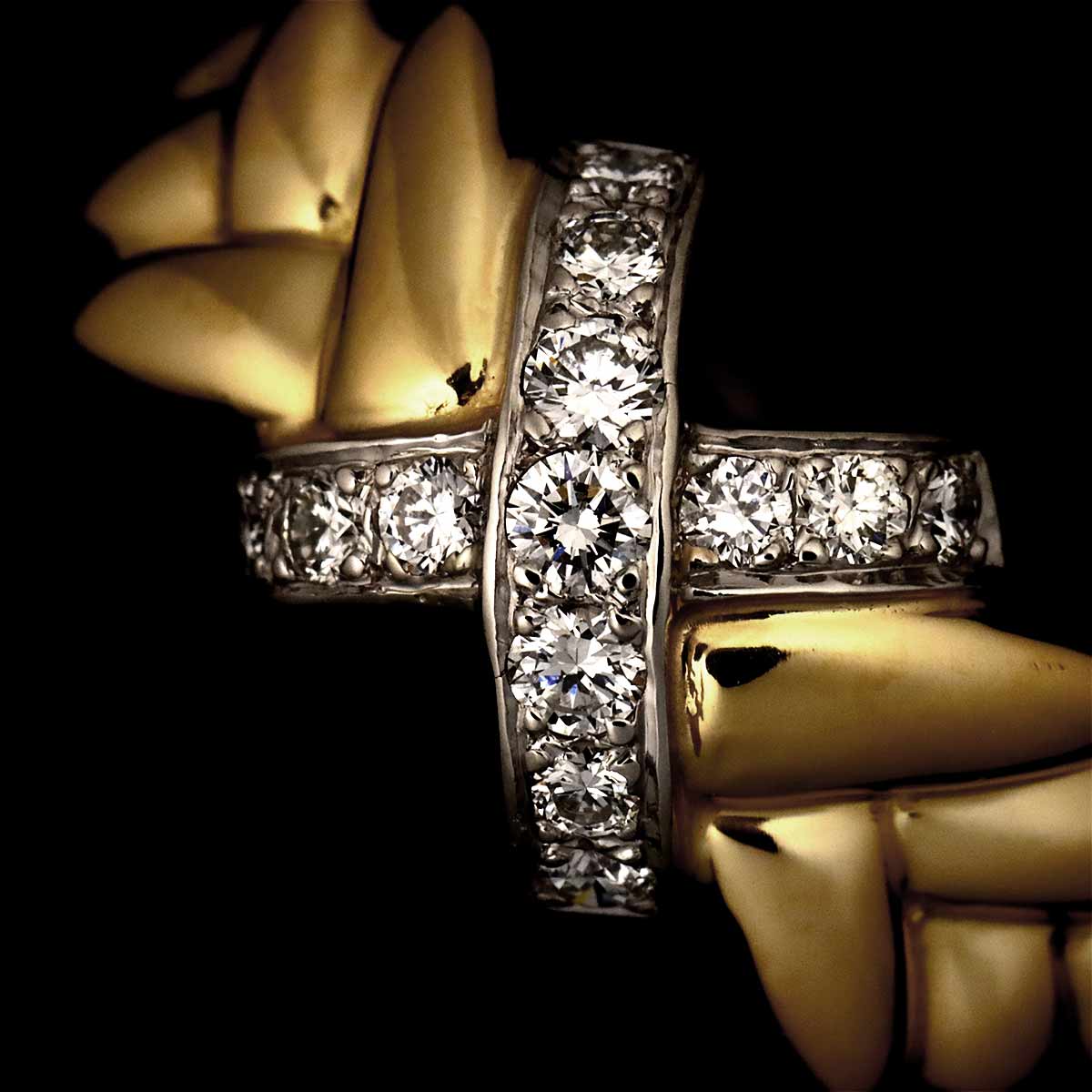 Diamond Ring 18K YG 750 Platinum Size5.75-6(US)