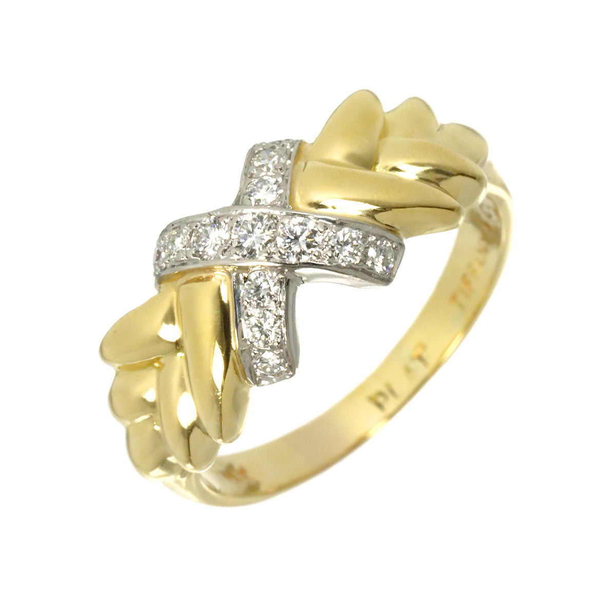 Diamond Ring 18K YG 750 Platinum Size5.75-6(US)