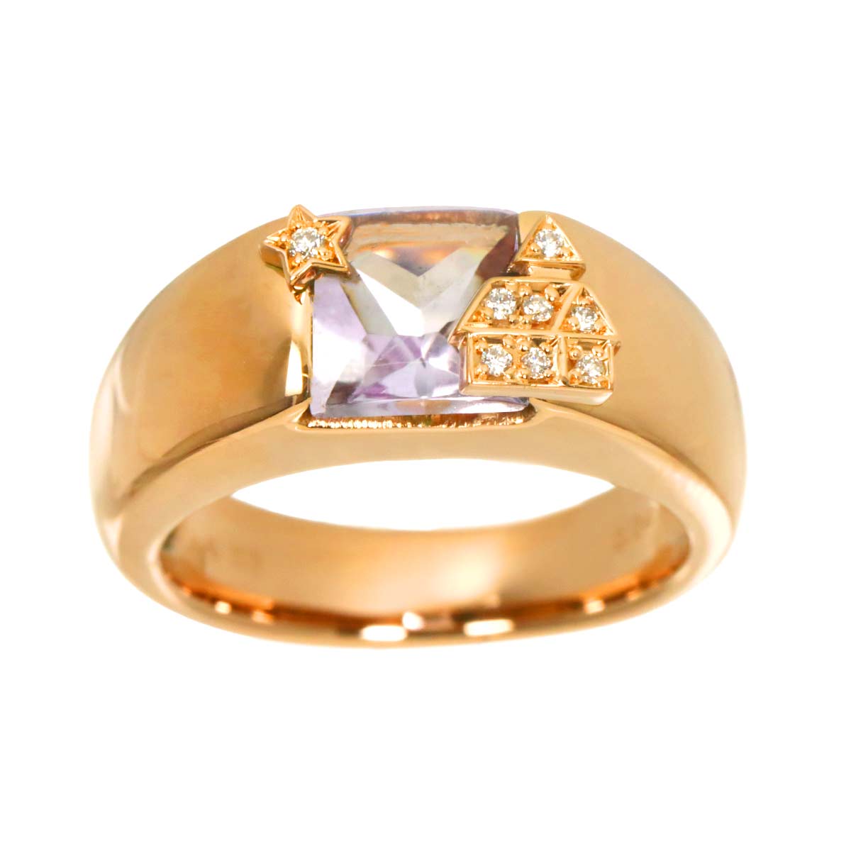 Amethyst Diamond 0.04ct Ring 18K PG 750 6(US)
