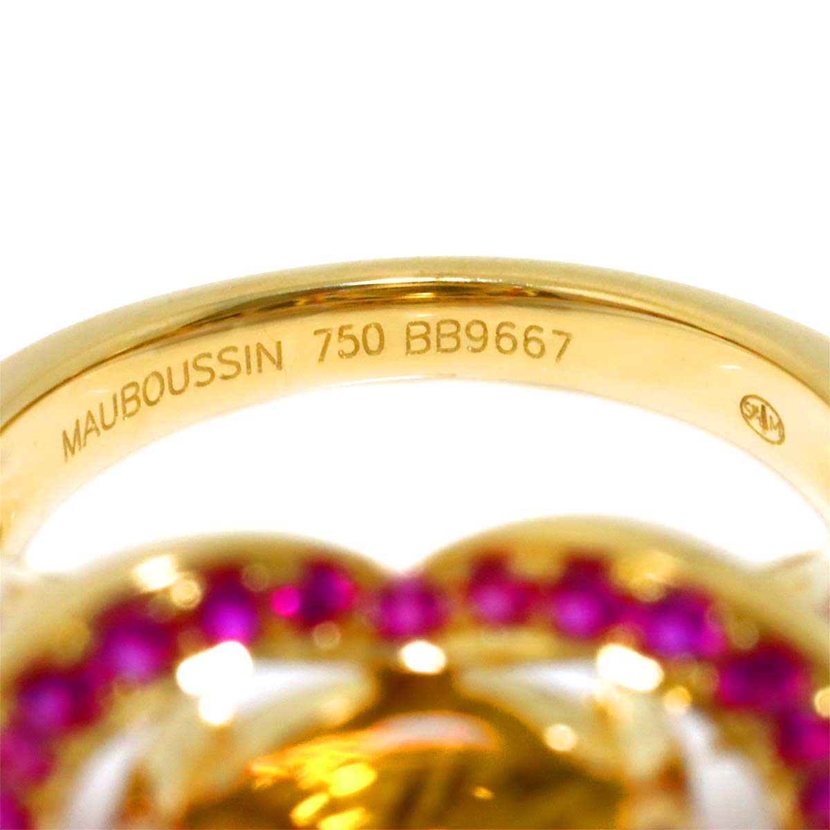 Citrine Sapphire Flower Ring 18K YG 750 size4.75-5(US)