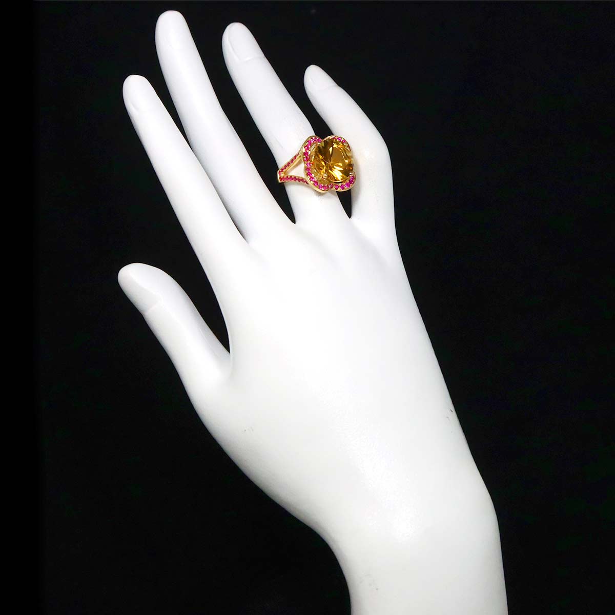 Citrine Sapphire Flower Ring 18K YG 750 size4.75-5(US)