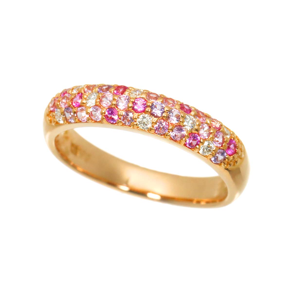 Sapphire 0.31ct Diamond 0.07ct Ring 18K PG Size4.5(US)