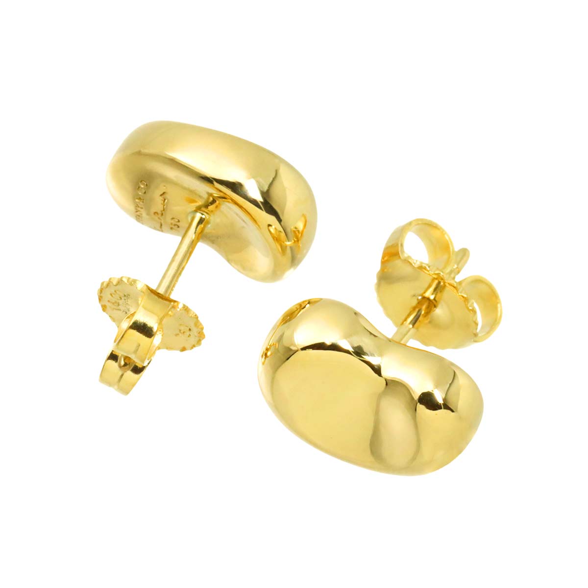 Bean Earrings Pierced 18K Yellow Gold 750