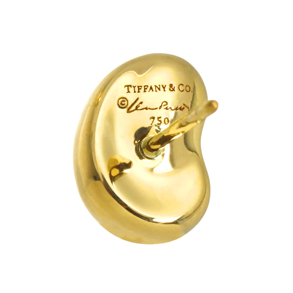 Bean Earrings Pierced 18K Yellow Gold 750