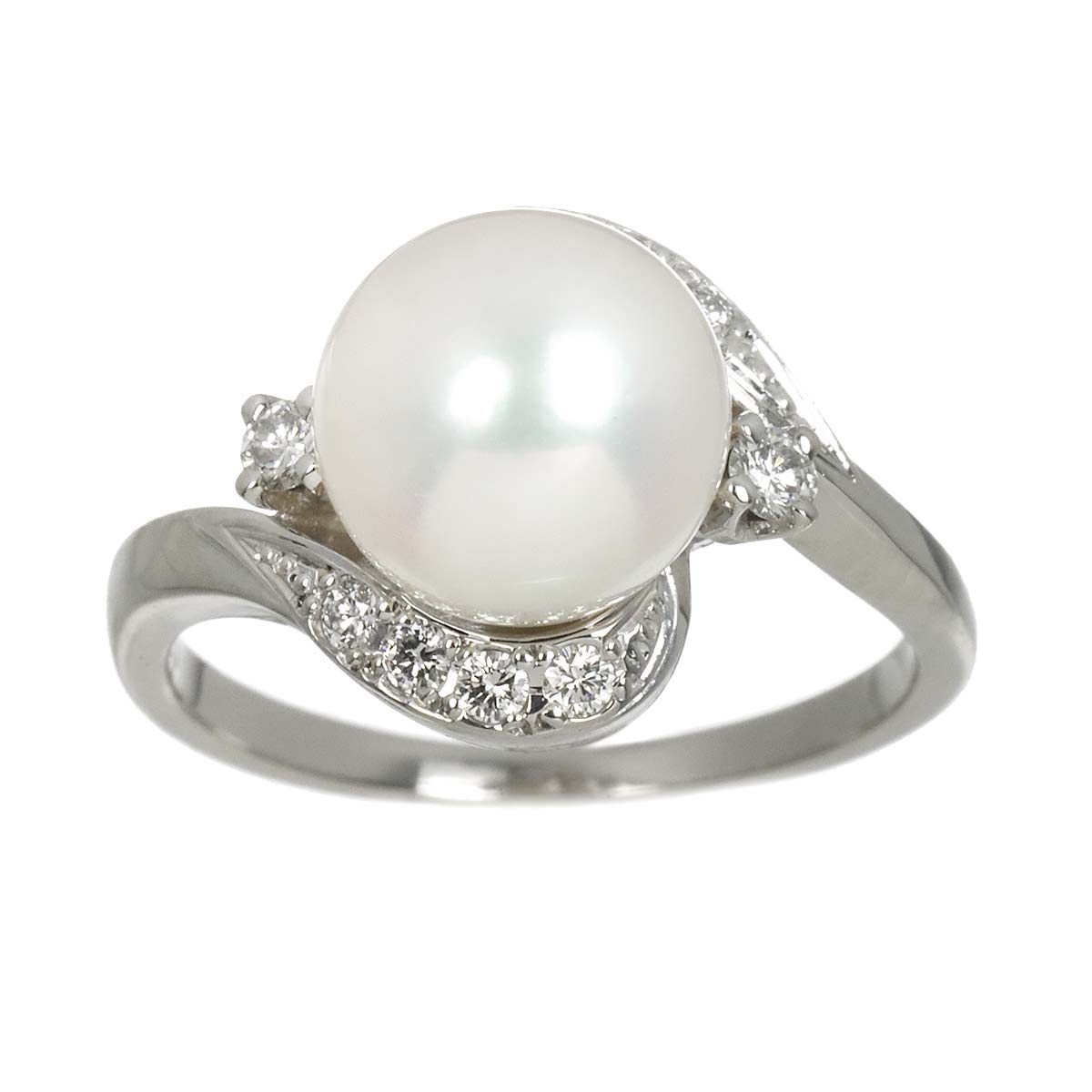 Akoya Pearl 8.3mm Diamond Ring Platinum size4(US)