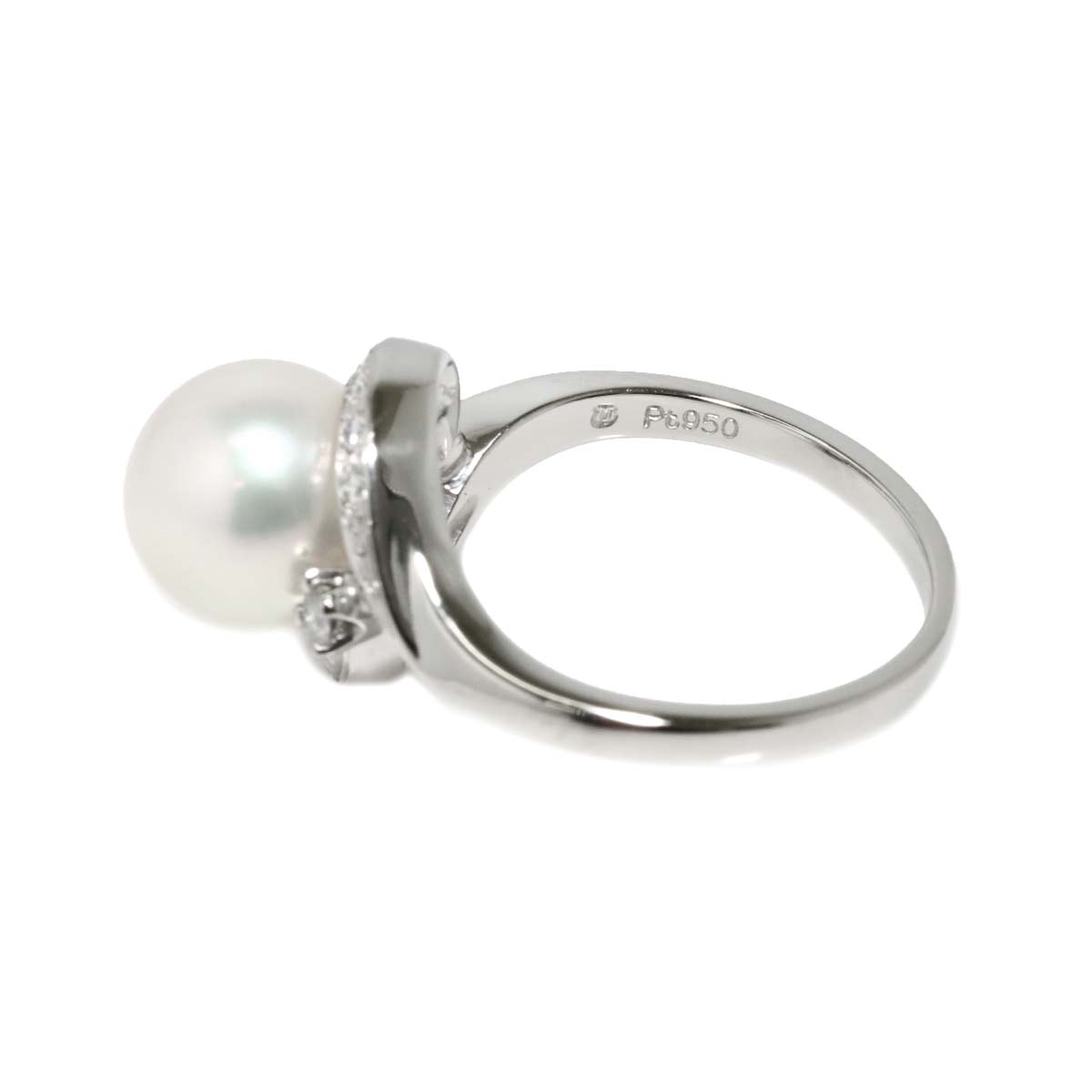 Akoya Pearl 8.3mm Diamond Ring Platinum size4(US)