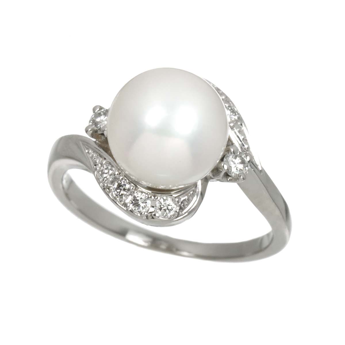 Akoya Pearl 8.3mm Diamond Ring Platinum size4(US)