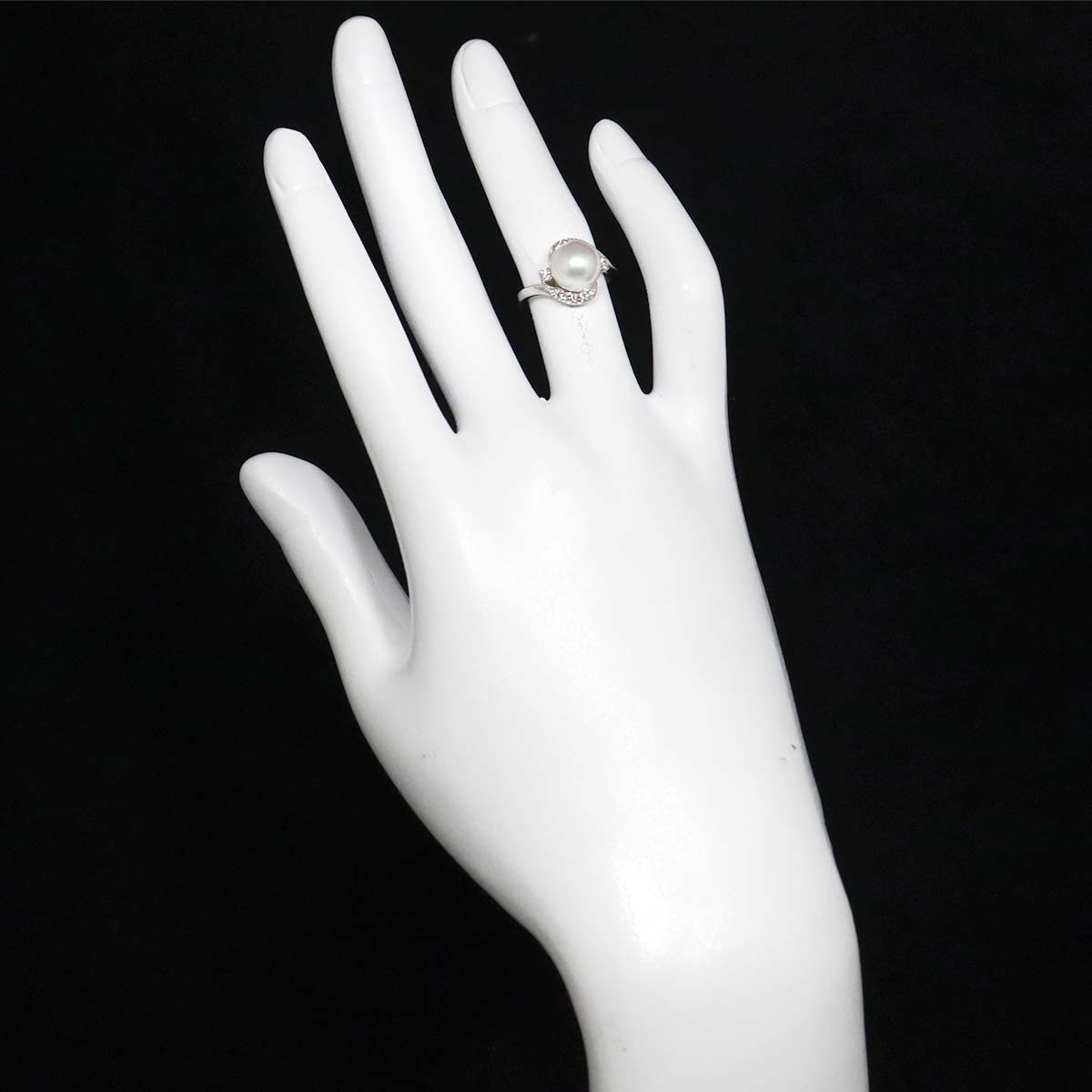 Akoya Pearl 8.3mm Diamond Ring Platinum size4(US)