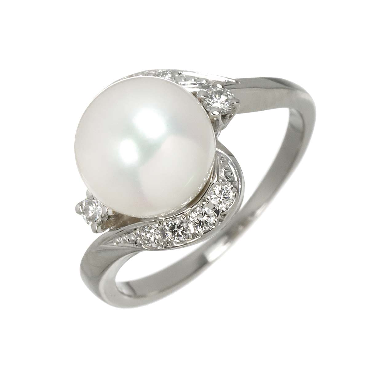 Akoya Pearl 8.3mm Diamond Ring Platinum size4(US)