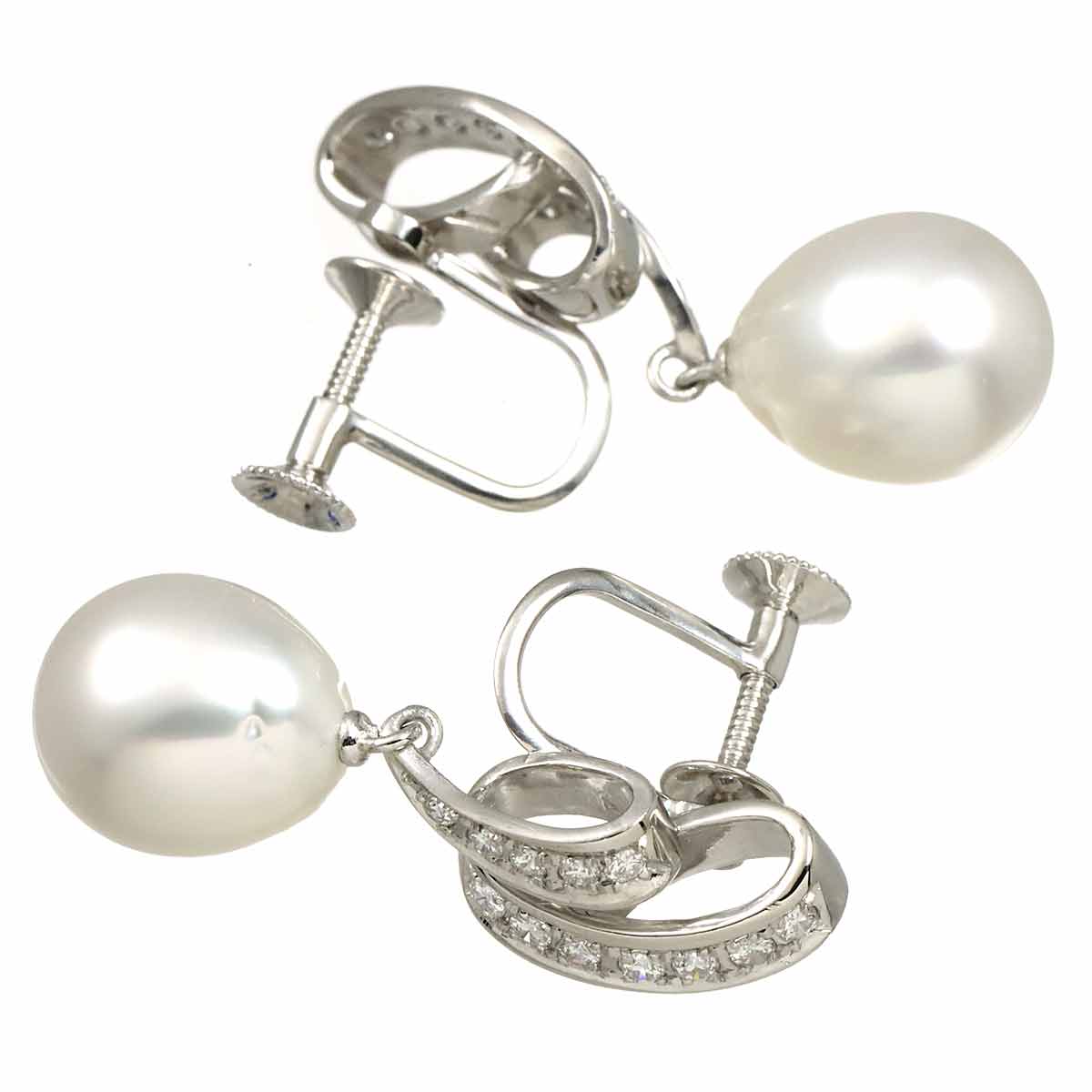 Freshwater pearl Diamond 0.20ct/0.20ct Earrings Pt