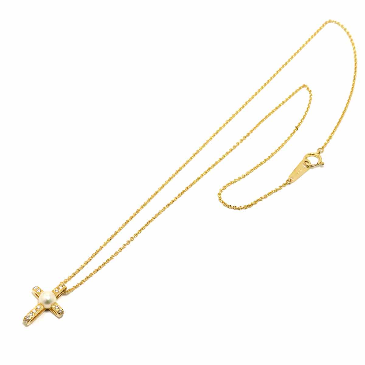 Baby Pearl 4.9mm Diamond Necklace 18K YG 750