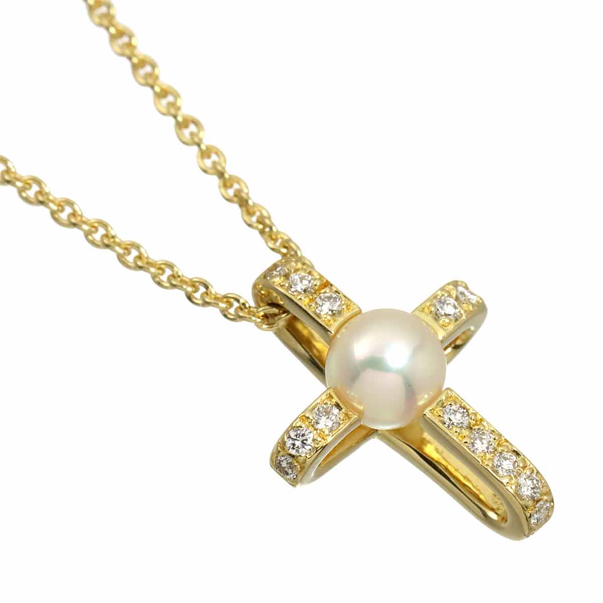 Baby Pearl 4.9mm Diamond Necklace 18K YG 750