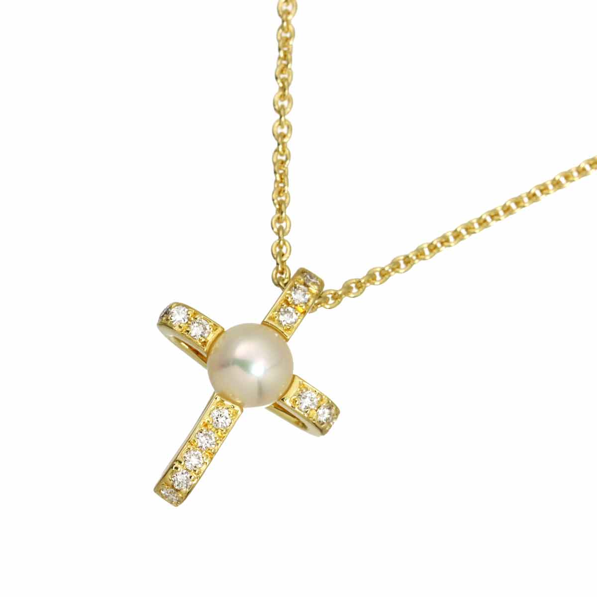 Baby Pearl 4.9mm Diamond Necklace 18K YG 750