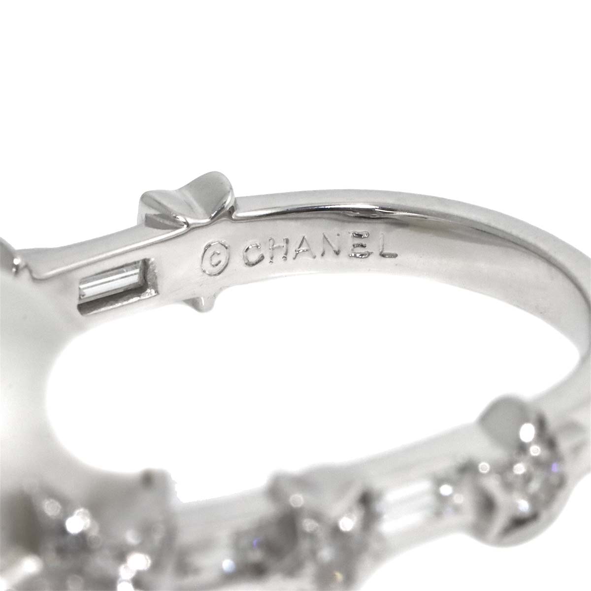 Diamond Ring 18K White Gold 750 size5.5-5.75(US)