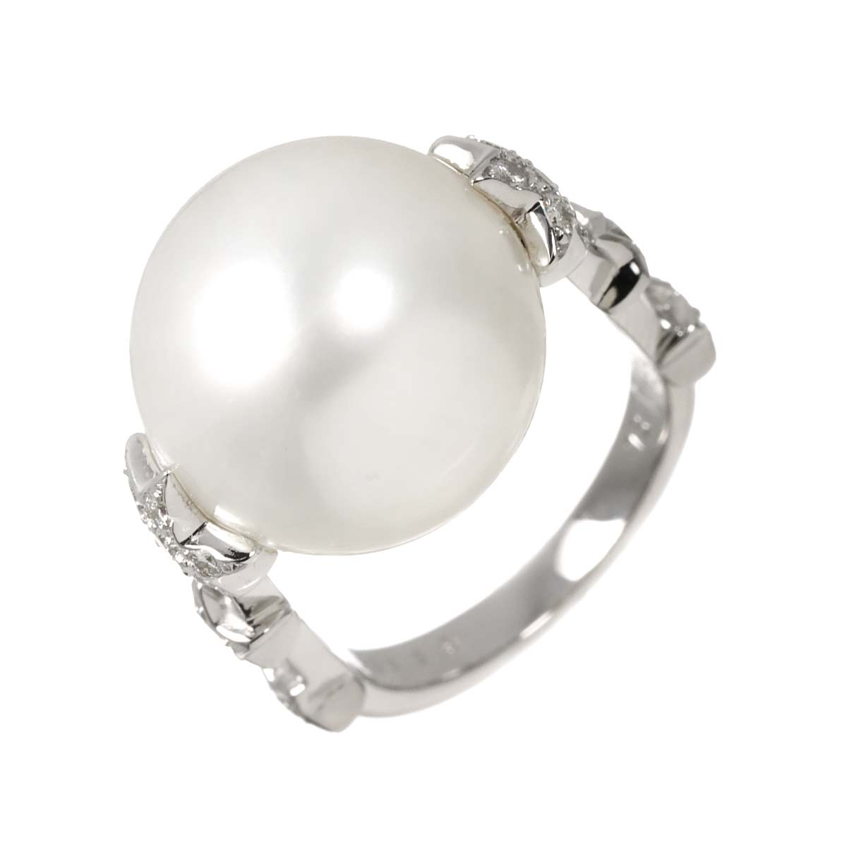 Diamond Ring 18K White Gold 750 size5.5-5.75(US)