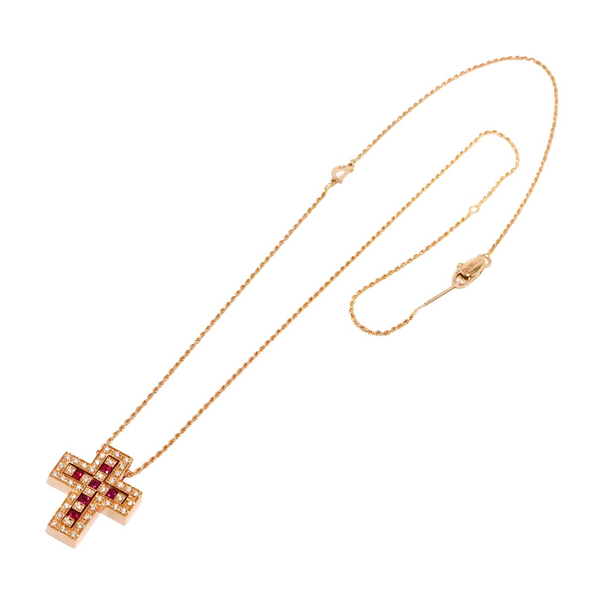 Belle Epoque S Ruby Diamond Cross Necklace 18K PG 750 90319461
