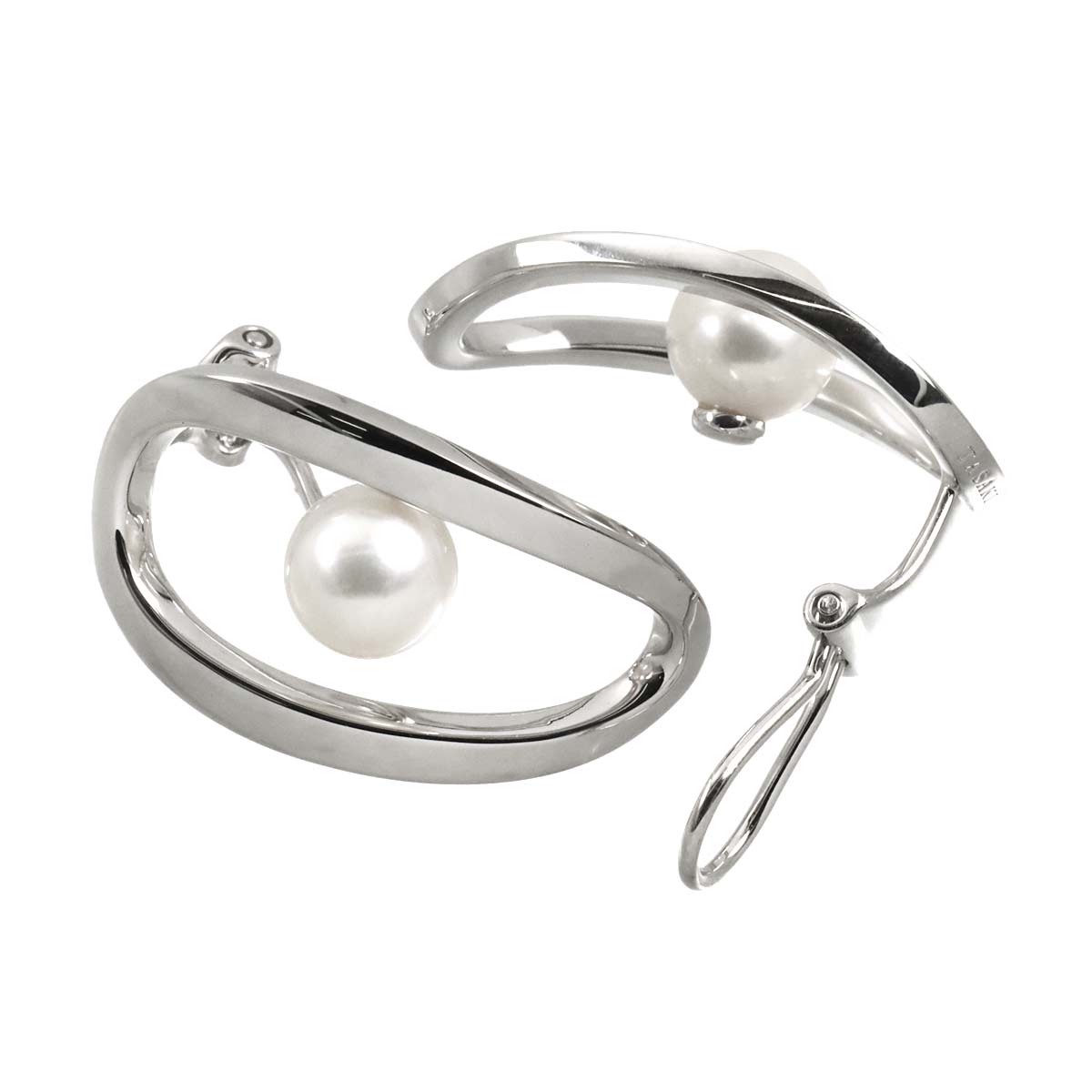 Akoya Pearl 7.2mm Earrings Clip on 18K WG White Gold 750