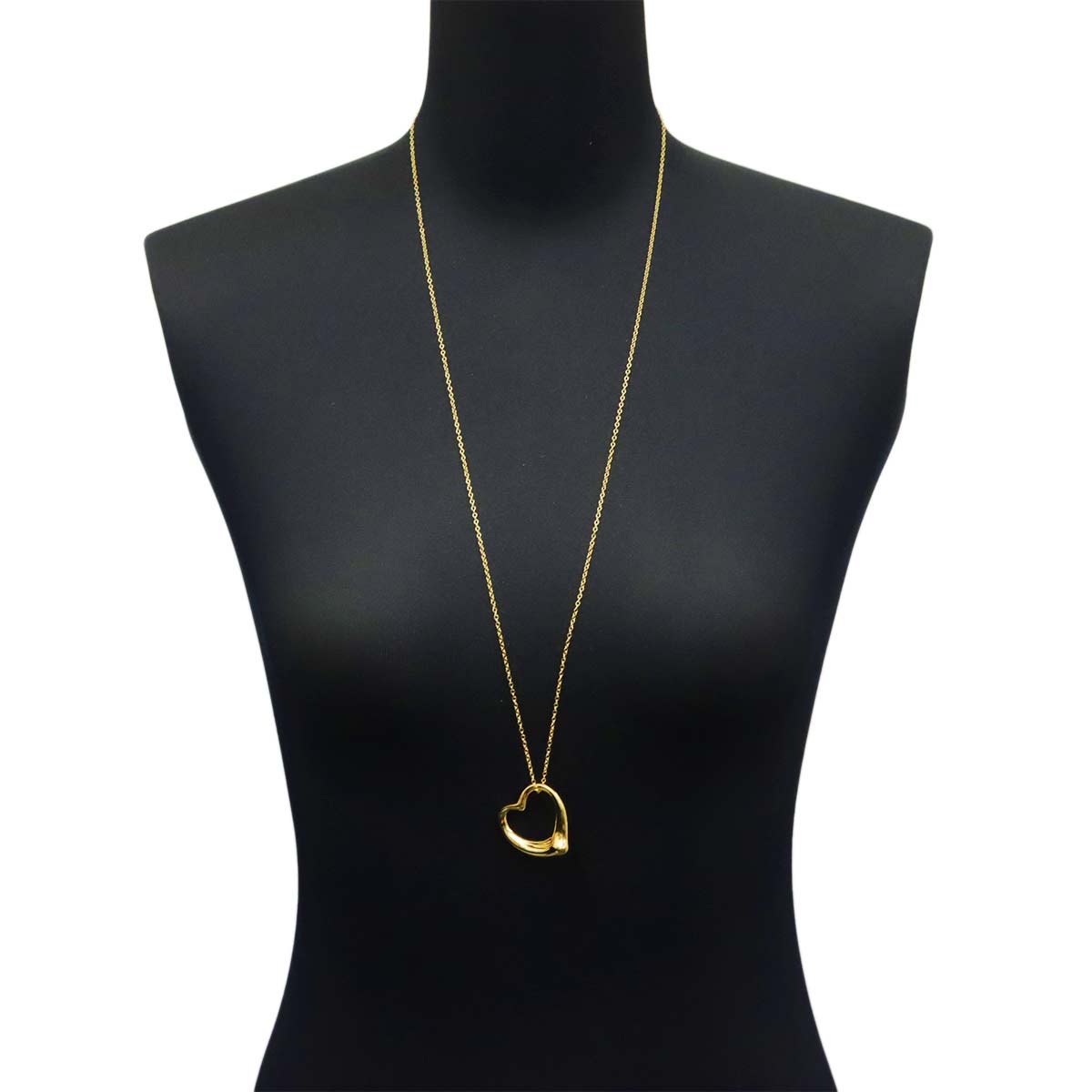 Open Heart Long Necklace 18K Yellow Gold 750