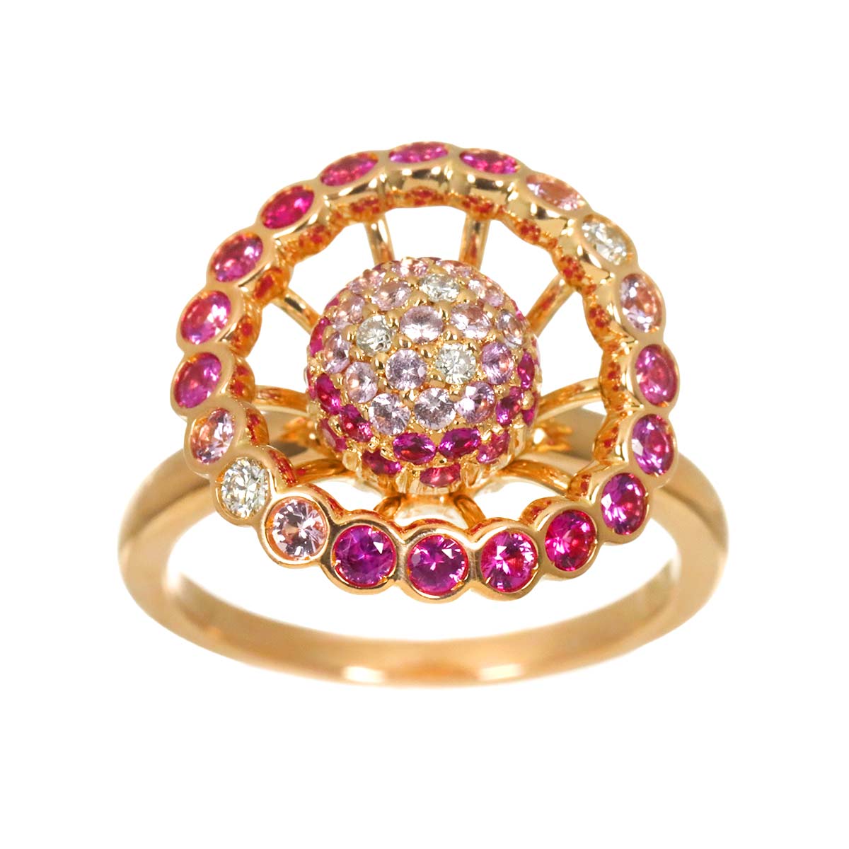 Sapphire Diamond Ring 18K PG 750 size50 5.25(US)