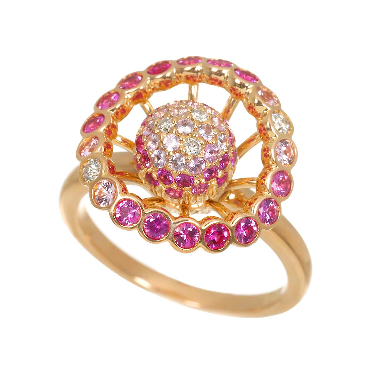 Sapphire Diamond Ring 18K PG 750 size50 5.25(US)