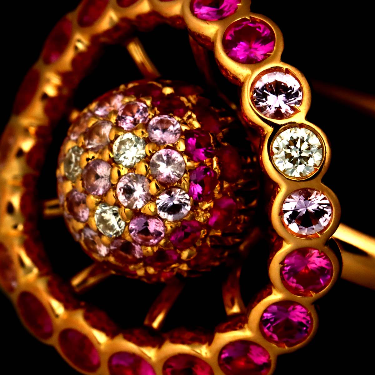 Sapphire Diamond Ring 18K PG 750 size50 5.25(US)