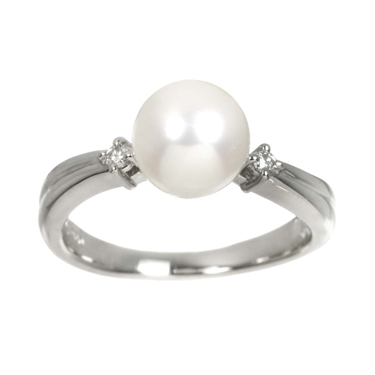Akoya Pearl 7.6mm Diamond 0.03ct Ring Pt size5.25(US)