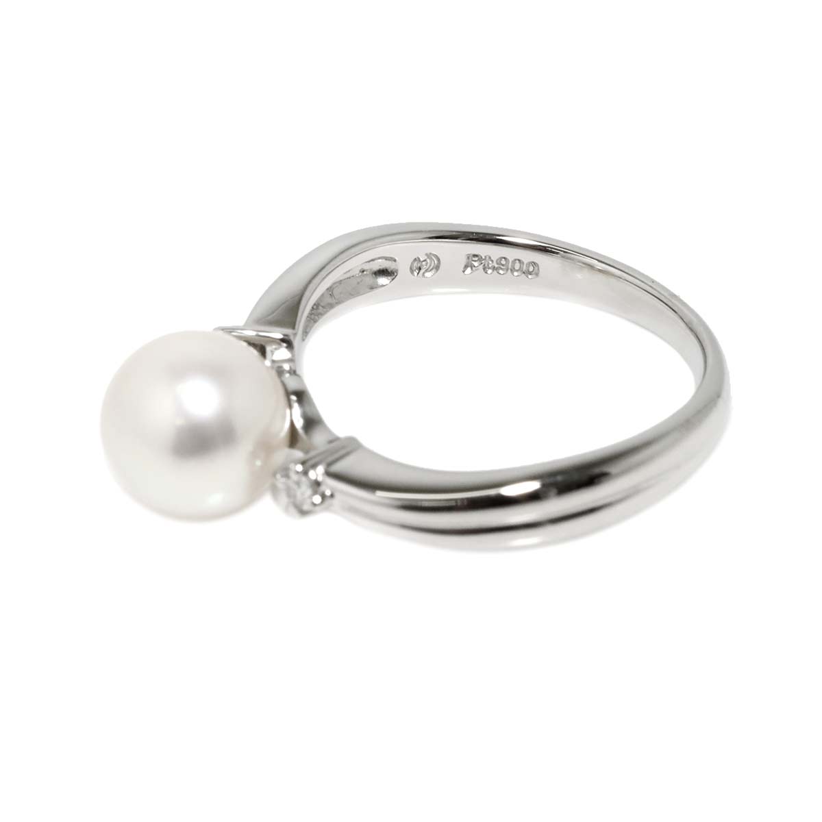 Akoya Pearl 7.6mm Diamond 0.03ct Ring Pt size5.25(US)