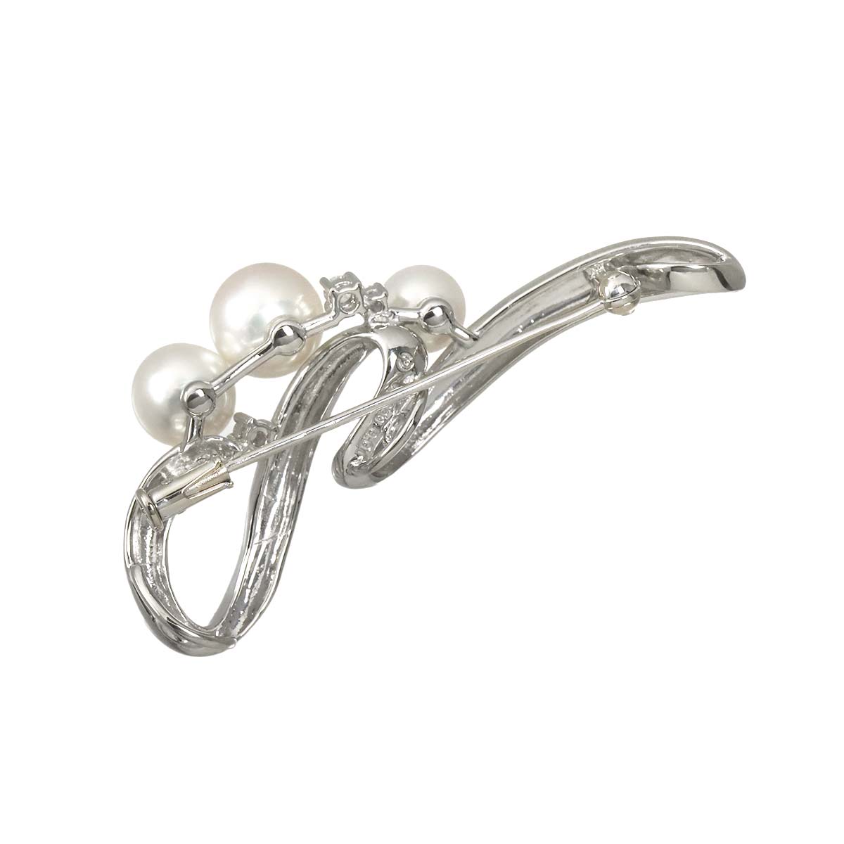 Akoya Pearl 7.9-6.1mm Diamond 0.07ct Brooch Pt Platinum