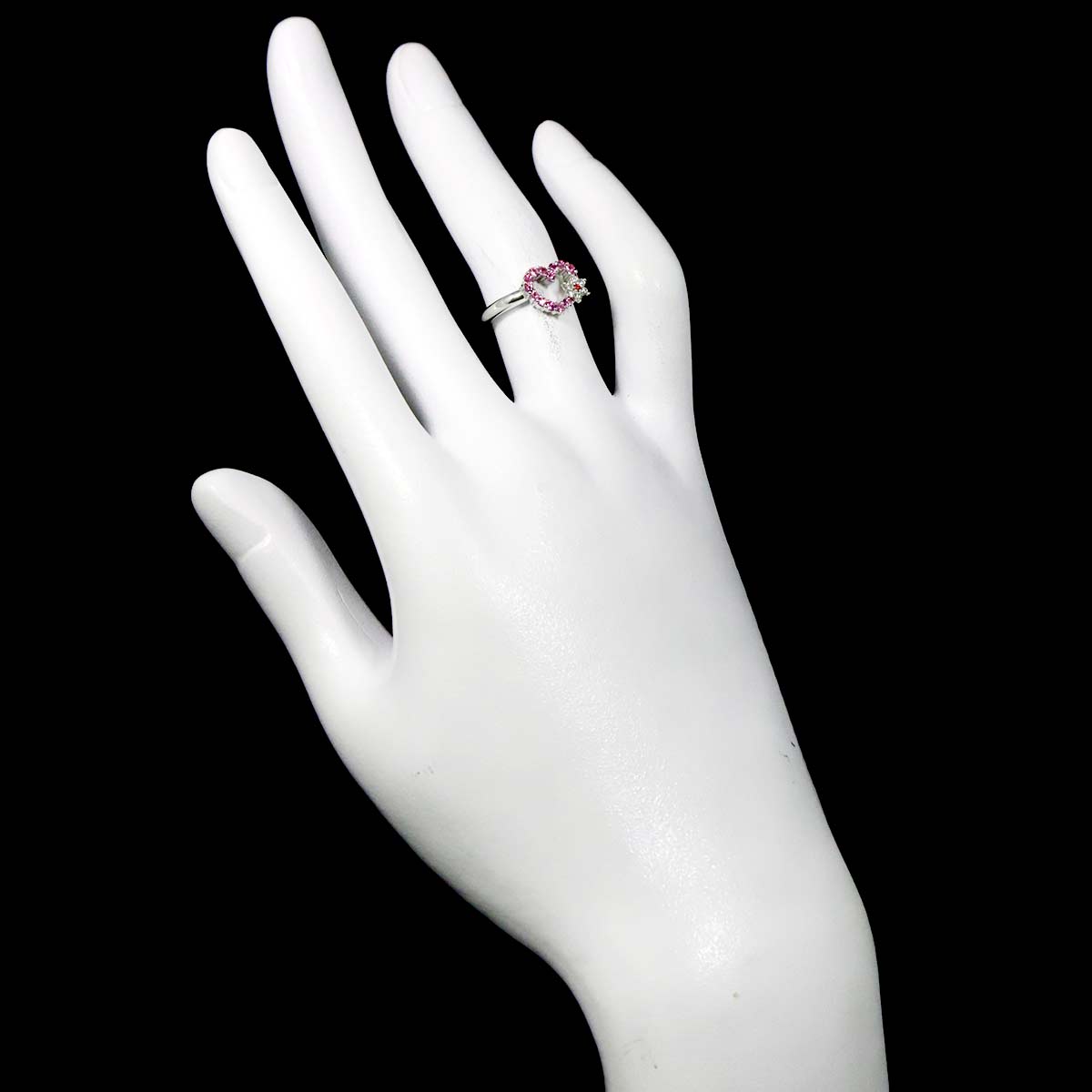 Sapphire 0.30ct Diamond 0.06ct Ruby Ring 18K WG 4.5(US)