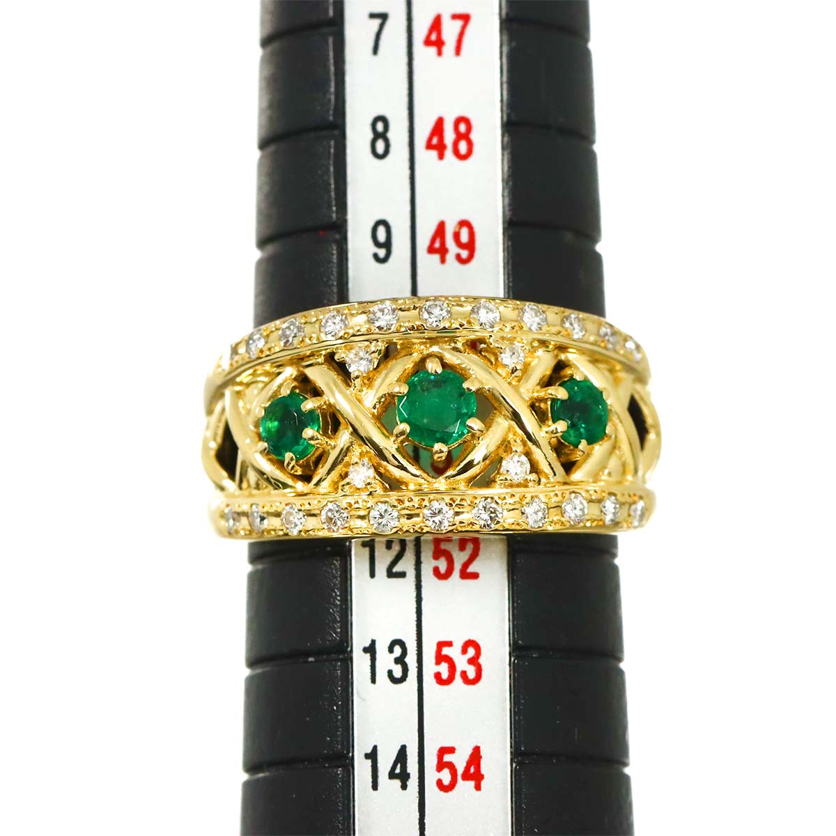 Emerald 0.38ct Diamond 0.25ct Ring 18K YG 750 Size5.5-5.75(US)
