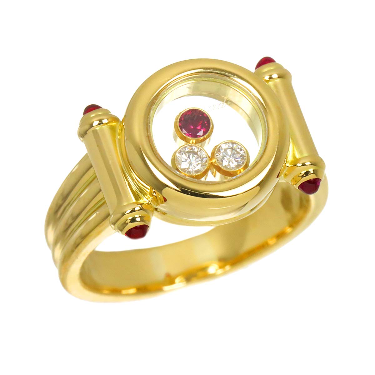 Happy Diamond Ruby Ring 18K YG 750 Size5.75-6(US)