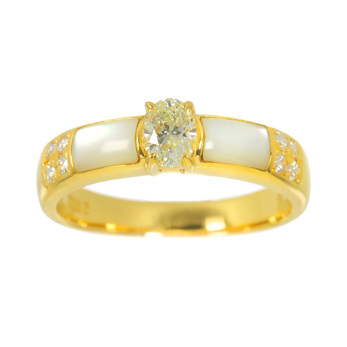 MOP Diamond 0.33/0.10ct Ring 18K YG size6.25-6.5(US)