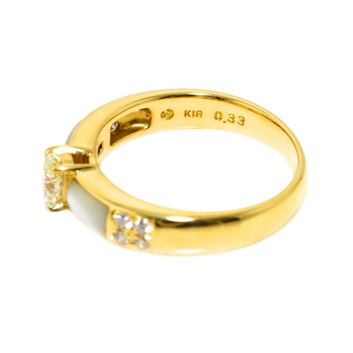MOP Diamond 0.33/0.10ct Ring 18K YG size6.25-6.5(US)