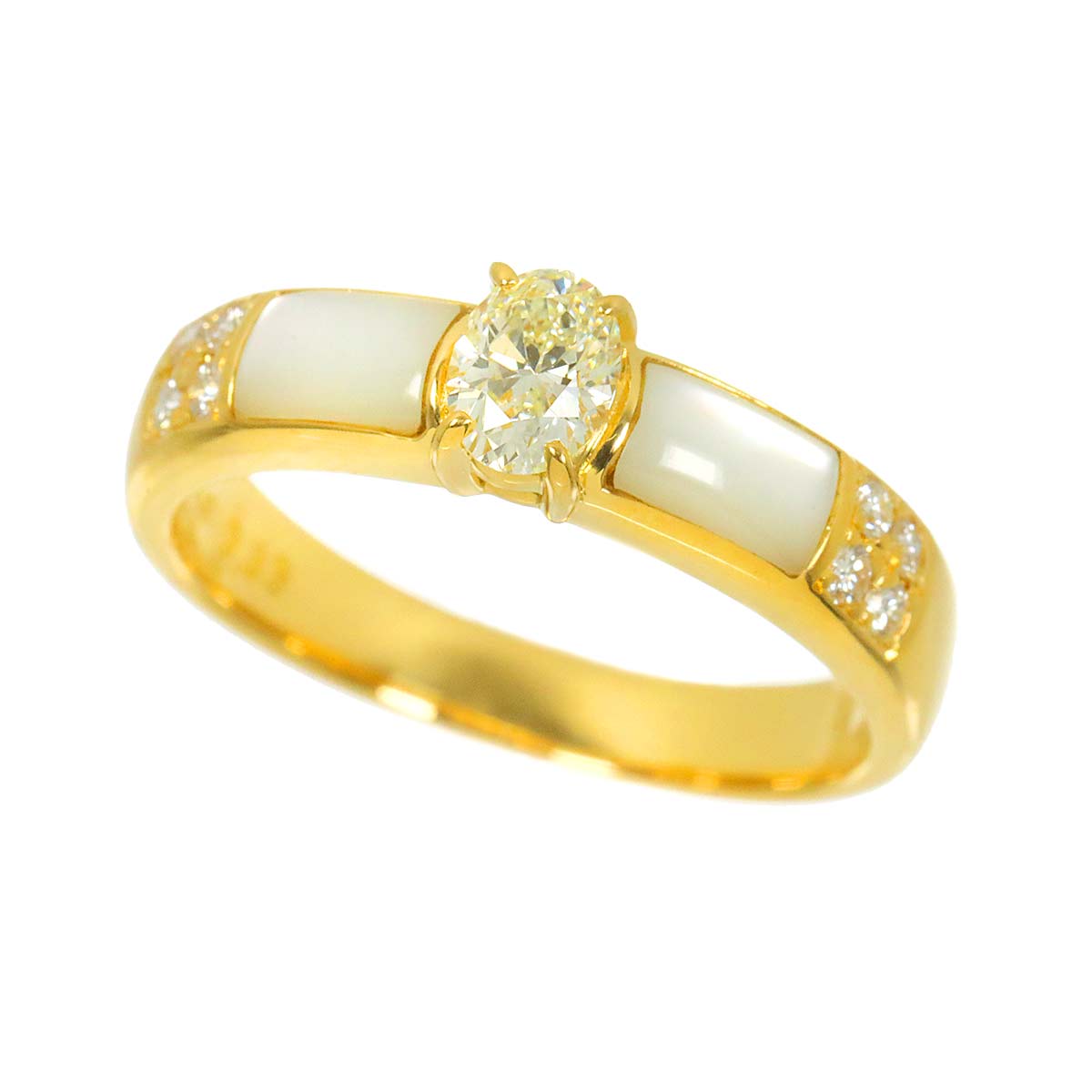 MOP Diamond 0.33/0.10ct Ring 18K YG size6.25-6.5(US)