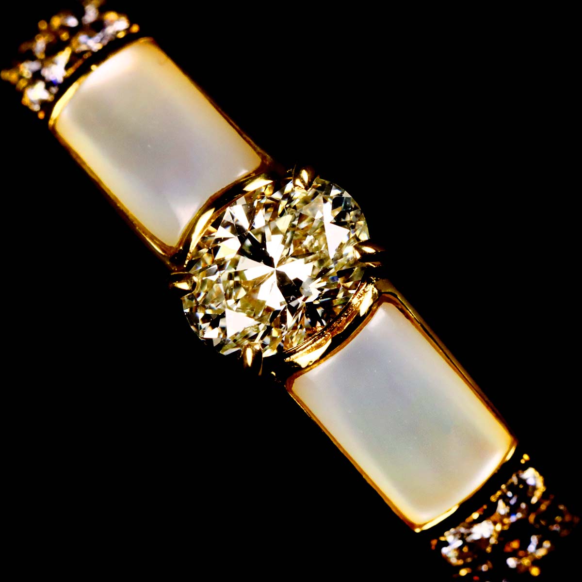 MOP Diamond 0.33/0.10ct Ring 18K YG size6.25-6.5(US)