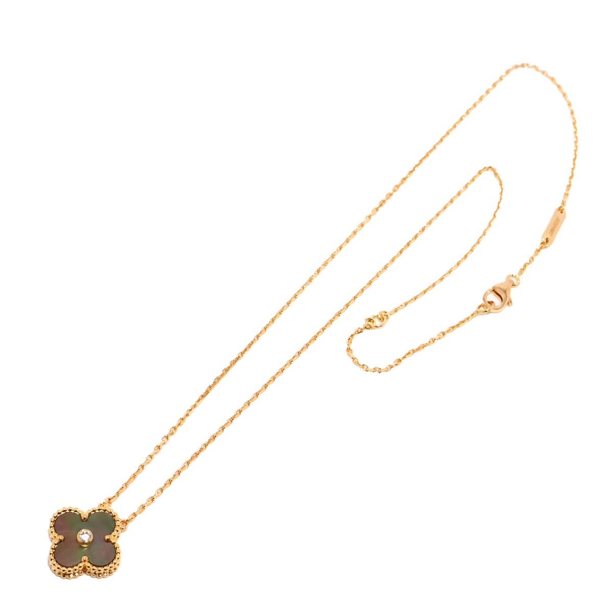 Vintage Alhambra MOP Diamond Necklace 18K PG 750