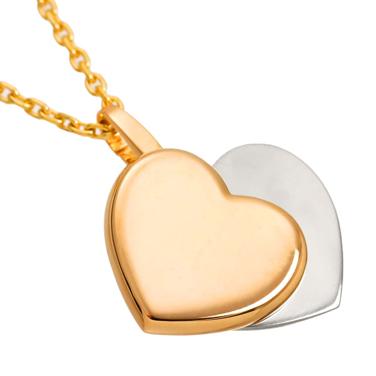 Double Heart Necklace 18K PG WG 750