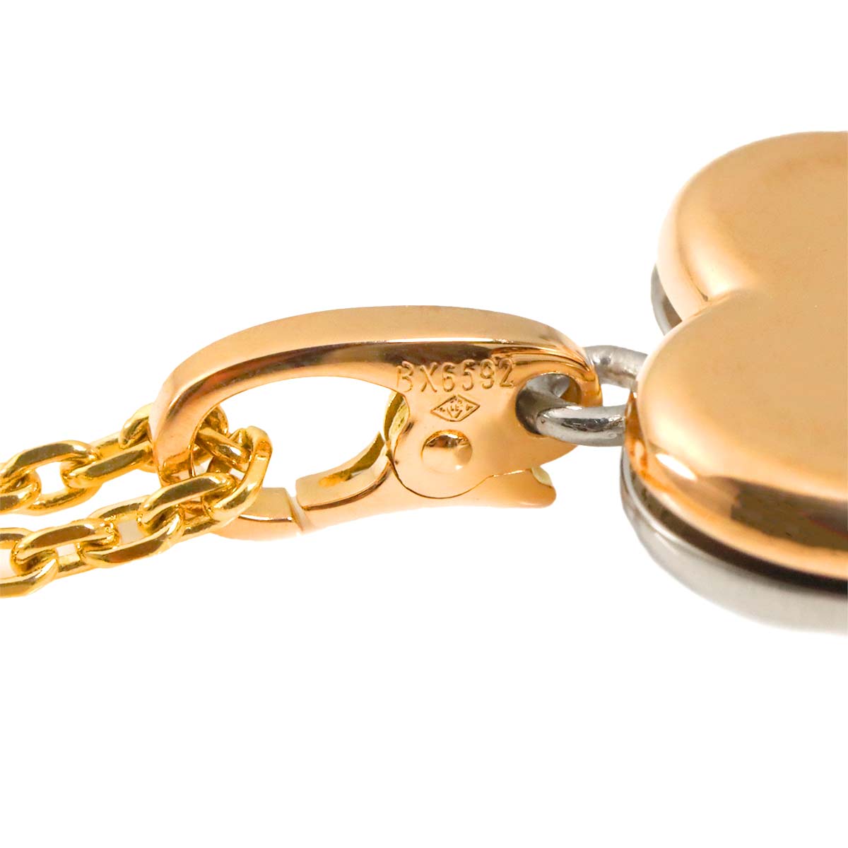 Double Heart Necklace 18K PG WG 750